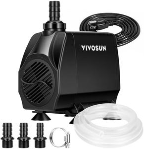 VIVOSUN 1050 GPH 100 W Submersible Water Pump, Quiet Fountain Pump with 13.1 ft Head Lift, 6.6 ft Power Cord, 3 Nozzles, 6.6 ft Tubing, & 2 Clamps, For Fish Tank, Pond, Aquarium, Hydroponics