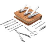 FAMILIFE Manicure Pedicure Set Nail Clippers Tool, 13pcs Stainless Steel Portable Travel Grooming Kit Nail Care Nail Scissors Kit Men Women Pedicure Kit