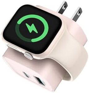 Charging Blocks for Apple Watch, 3-in-1 PD 20W USB C Charger Block with Built-in Wireless Watch Charging, Dual Ports Wall Charger Compatible with iPhone,AirPods,iWatch,Pink