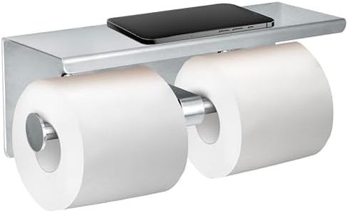 Double Toilet Paper Holder with Shelf - Alpine Rust Resistant Dual Roll Brushed Stainless Steel Toilet Paper Holder with Phone Shelf, Commercial Toilet Paper Dispenser Wall Mount in Modern Bath