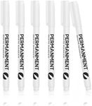 Sumajuc 6pcs White Permanent Marker Pen, 1mm White Fabric Pen Quick Dry, Waterproof White Laundry Marker Pen for Paper Wood Fabric Rock Glass Plastic