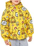 B.Duck Unisex Boys Girls Hooded Puffer Jacket Cute Cartoon Yellow Duck Graphic Printed Quilted Winter Coat for Toddler to Big Kids Size 7-8 Years