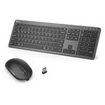 Wireless Keyboard and Mouse Set, iClever Keyboard and Mouse Rechargeable Full Size with Numeric Keypad, Energy Saving 2.4G USB Ultra Slim Silent Wireless Keyboard for Mac OS/Windows/Computer/Laptop