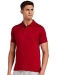 Van Heusen Men Athleisure Ultra Soft Regular Fit Polo T-Shirt - Short Sleeve, Textured_60033_Racing Red_S