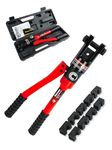 AMZCNC Professional Hydraulic Crimping Tool with 12 Ton Output Pressure and 9 Standard US Dies (Crimps 8 AWG to 4/0 AWG)