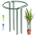 KAZITOO 4 Pack Large 60cm Tall Bow Plant Support Stakes, Strong Metal Garden Supports Half Round Flower Hoops with 2 Self Watering Spikes for Peonies, Hydrangea, Interlinking to Make Rows, Circles
