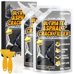 Asphalt Crack Filler, High Elasticity Cement Crack Filler, Self Leveling Waterproof Repair Sealant for Driveway, Walkway, Blacktop Concrete Joint, Outdoor Quick Drying Sealer - Black (2pcs, 2.65LB)