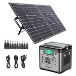 SWAREY Portable Power Station S500 with 100W Solar Panel, 518Wh Lithium Battery, 500W(Surge 1000W) AC Outlet, 65W USB-C PD Port, Solar Generator for Outdoors Camping Travel Fishing RV