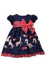 Bonnie Jean Baby Girls Dress Unicorn Magic Print Navy Ballerina Style