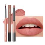 Nude Matte Lipstick for Women,Nude Lipstick Lipliner Pencil Lip Filler Long Lasting Lip Gloss,Lip Liner and Lipstick Set,Lip Makeup Kits for Daily Makeup and Holiday (02#)