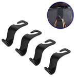 Mebamce 4pcs Sturdy Car Seat Headrest Hooks, Simple and Useful S Type Car Hooks fit Universal Vehicle Car Black Seat, Hanger Storage Organizer for Handbag Coat Purse Groceries Bag