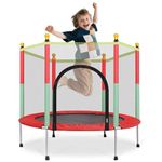 Ccarzzi Trampoline 4.6FT/140CM Toddler Trampoline Round with Safety Enclosure Net, Indoor & Outdoor Playset for Boys & Girls Aged 1-8