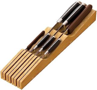 Knife Holder, Bamboo Knife Drawer Organizer, Knife Block without Knives, Fit for 7 Knives