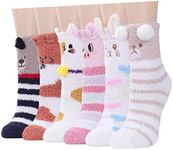 JaosWish Fluffy Socks for Women and Girls, Animal Bed Socks Warm Cosy Thermal Fuzzy Slipper Socks for Winter