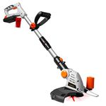 VonHaus Cordless Grass Trimmer – Electric Lawn Trimmer/Edger for Flower Beds & Lawns – 20V Battery, Extendable Telescopic Handle, 12x Blades, Rotating/Swivel Head, Flower Guard – 2 Year Warranty