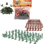 100 Piece World War II Plastic Toy Soldiers Traditional Green and Brown Army Men Soldier Figures with Battlefield Weapon Accessories Kids Military War Games Action Figures Combat Force Model Playset