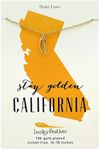 Lucky Feather California Shaped State Necklace, 14K Gold-Dipped Pendant on Adjustable 16”-18” Chain