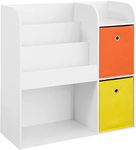 SoBuy Children Kids Bookcase Book Shelf Toy Shelf Storage Display Shelf Rack with 2 Fabric Drawers in Orange and Yellow W89 x D35 x H88cm KMB37-W