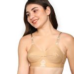 BLOSSOM Women's Single Layered Full Coverage Non Wired Non Padded 100% Cotton, Conical Cup, Back Closure, Everyday Bra_Priyasajini 36B Skin