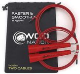 WOD Nation Adjustable Speed Jump Rope for Men, Women & Children - Blazing Fast Fitness Skipping Rope Perfect for Boxing, MMA, Endurance - Red