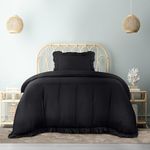 Utopia Bedding Ruffle Duvet Cover - Single Duvet Cover Set with Pillowcase - Soft Microfibre Polyester Ruffle Bedding (Black)