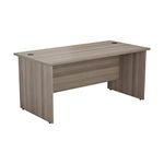 Office Hippo Heavy Duty Rectangular Office Desk, Home Office Desk, Office Table, Integrated Cable Ports, PC Desk For Office or Home, 5 Yr Wty, MFC, Grey Oak, 120cm x 80cm