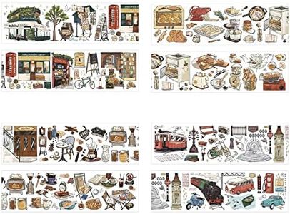 Maxleaf Travel Coffee Bread Street Sticker Set, Retro Traveling Tourism Stickers for Laptop Pad Computer Flask Planner Post Card Letter Art Projects Crafts Diary Journaling Decals