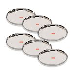 Sumeet Stainless-Steel Apple Shape Heavy Gauge Dinner Plates with Mirror Finish-34.6cm Dia, Set of 6pc, Silver