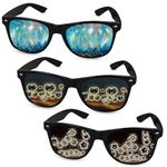 GLGHMH 3pcs Diffraction Glasses, 3D Heart Star Firework Rave Glasses, Party Sunglasses for Fancy Dress Music Concert Club Party Accessories