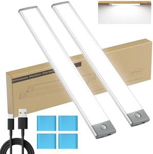 LEPOTEC Motion Sensor Light,54 LED Under Cabinet Lighting, 2500mah Rechargeable Wireless Wall Lighting Super Bright Ultra Thin Glare-Free Lighting, Under Cabinet Lighting Wireless for Anywhere（2 PC）