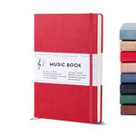 Beechmore Books Blank Sheet Music Notebook - A4 Red 156 Thick Pages 8.2 x 11.6 inch| 10-Staff Hardcover Vegan Leather 120gsm Composition Manuscript Paper - Boxed for Gifts Writers, Musicians