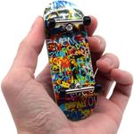 Teak Tuning 34mm Pro Fingerboard Heat Transfer Graphic Complete - Fully Assembled with Pro Level Parts - Pro Shaped Wood Deck (34x97mm), UltraSpin Wheels, Prodigy Trucks - Graffiti Wall