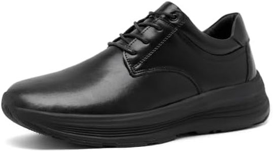Extrun Men's Orthopedic Leather Slip-On Loafers: Adjustable Comfortable Slip-On Shoes for Heel Pain, Water Resistant Arch Support for All-Day Wear, Black Size 10.5
