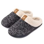 ULTRAIDEAS Ladies' Cozy Memory Foam Slippers Fuzzy Wool-Like Plush Fleece Lined House Shoes w/Indoor, Outdoor Anti-Skid Rubber Sole(Grey, 5-6 UK)