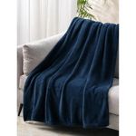 Cloth Fusion Flannel Plush Blanket Single Bed for Winters (58X86 inches or 147X220 cm,Navy)