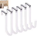 6 Pack Over The Door Hooks,with Rubber Prevent Scratches,Door Hangers for Closet, Kitchen, Bathroom (White)