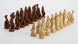 Veronese Design 3 1/4 Inch Viking Chessmen Set Hand Painted Resin Wood Ivory Finish Statue Home Decor