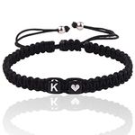 VDKIDKT Initial Bracelet for Men Women, K Charm Letter Bracelets for Teen Girls/Boys, Handmade Rope Braided Bracelet, Best Friend Bracelet (K)