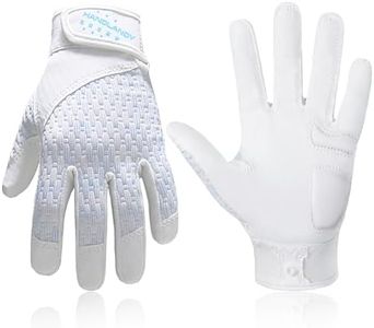 HANDLANDY Baseball Batting Gloves for Adult Youth, Grip Breathable Softball Batting Gloves Fit Men Kids Boys Girls (Pearl White-Kids, Kids Medium)
