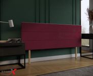 STOREX Plush Fabric Extra Padded Headboard For Divan Bed Bedroom Furniture Size 2Ft 6 Inch/ 3Ft / 4Ft / 4Ft 6 Inch / 5Ft / 6Ft - 20 Inch Height (Wine, 20inch Height 4FT 6 Inch Double)