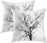 Batmerry Black White Pillow Cover 18x18 Inch Set of 2, Bare Branches of Winter Trees Nature Art Double Sided Decorative Pillows Cases Throw Pillows Covers