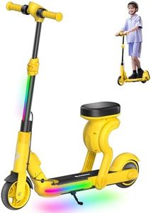 ECOROAD 2-in-1 Kids Electric Scooter EK8,200W Motor & 9 Miles Range,Up to 10 MPH,Dual Brake System,Bluetooth Music & Foldable & Adjustable Height, for Kids Ages 6-12(Yellow)