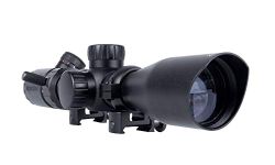 (Black) - Monstrum Tactical 3-9x32 Rifle Scope with Rangefinder Reticle and Offset Reversible Scope Rings