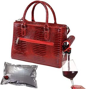 Primeware Insulated Drink Purse w/ 3L Bladder Bag | Thermal Hot and Cold Storage | Portable Drinking Dispenser for Wine, Cocktails, Beer, Alcohol | PU Leather Finish