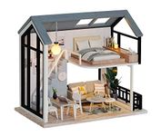 CUTEROOM DIY Miniature Dollhouse Kit Handmade Wooden Dolls House & Furniture Kit 1:24 Scale Creative Doll House Toys Nordic Apartment Model - QL002 (Meet Happiness)