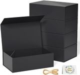 RYDDOY 5 Pack Black Gift Box, 12x6x4'' Gift box for Presents with Lids Magnetic Closure Rectangle Collapsible for Groomsman Proposal Box, Wedding, Christmas, Halloween, Birthday Gift Packging