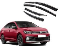 Caraxia Unbreakable Chrome Line Door Window Visor Wind Rain Guard Deflector Trim for Front & Rear Left/Right Door Visor - Compatible with Virtus (2022 Onwards)