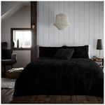 Faux Fur Shaggy Single Duvet Cover Set, Hug & Snug Fluffy Bedding Set, Thermal Warm Cosy Fleece Comforter Set, Black