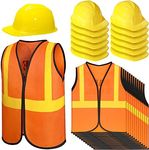 SATINIOR 24 Pieces Construction Worker Costume Construction Role Play Set Including Construction Vest and Hat Construction Birthday Party Costume Supplies for Dressing Construction Party