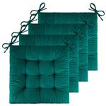 FlyGulls Set of 4 Chair Cushions for Dining Chairs 18" x 18" Corduroy Chair Seat Cushion for Office and Kitchen Chair Comfort Chair Cushion for Long Sitting (Deep Green)